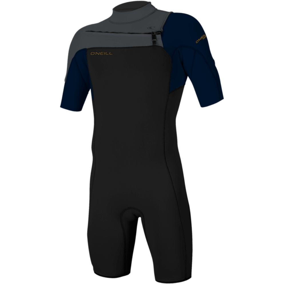 2026 O'Neill Da Uomo Hammer 2mm Chest Zip Shorty Muta 4927 - Black / Abyss / Graphite